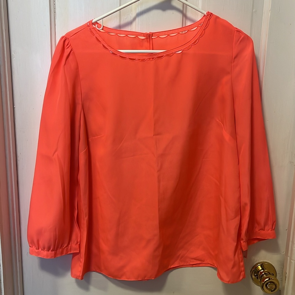 J.Crew Factory Pink Scalloped Blouse